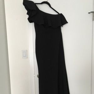 Off the shoulder with ruffles long black